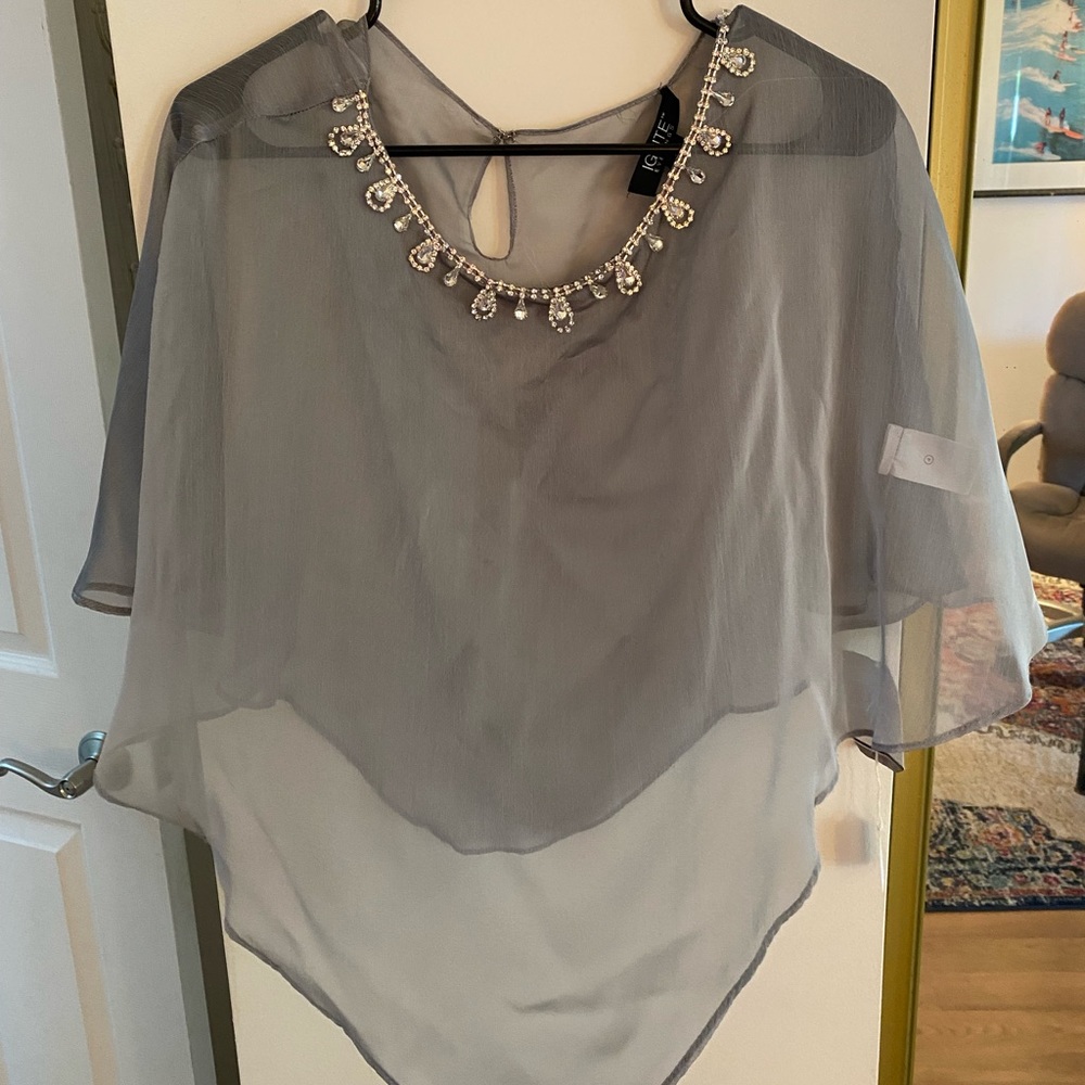 Grey silk organza dress shawl
